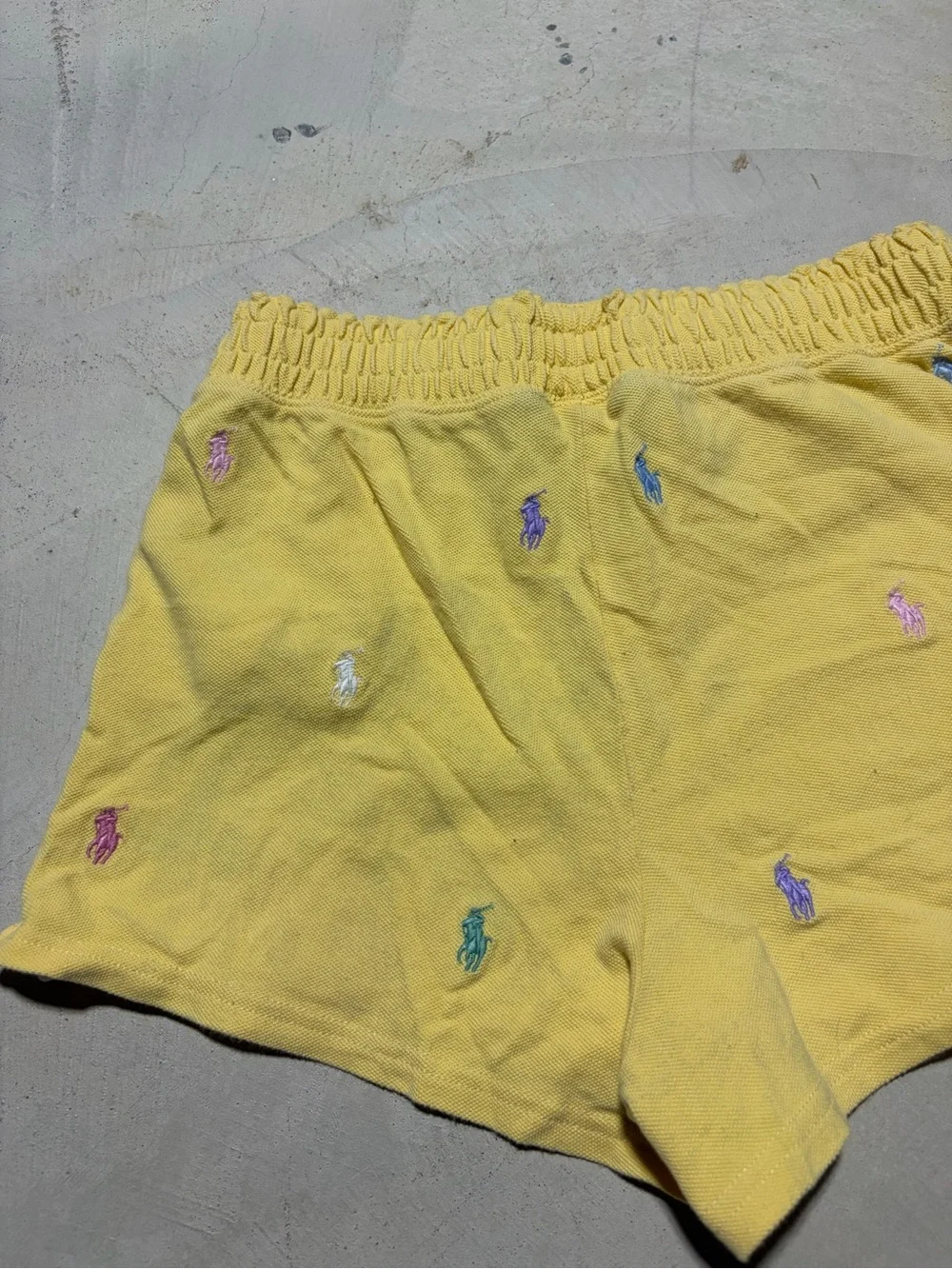 Polo Ralph Lauren Yellow Embroidered Polo Logo Shorts large 12-14